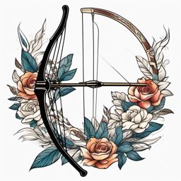 Bow and arrow tattoo. Archery elegance in ink.  color tattoo design, white background