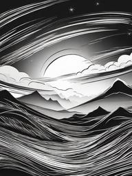 drawing of a blazing hot sun  minimal rough sketch scribbles,doodles,black and white