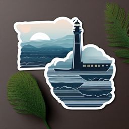 Foggy seaside sticker- Maritime mystery, , sticker vector art, minimalist design