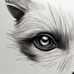 drawing of a raccoon eye  minimal rough sketch scribbles,doodles,black and white