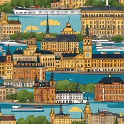 Stockholm clipart - Stockholm Palace and city islands, ,color clipart vector style