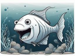 Anglerfish Cartoon - Cartoon of anglerfish in deep sea  