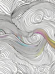 Rainbow Coloring Page - Rainbow with swirls and curvy lines.  easy,simple,minimal,coloring pages,black and white outline