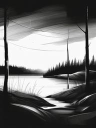 drawings of landscapes  minimal rough sketch scribbles,doodles,black and white