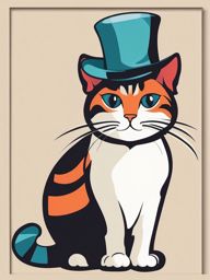 Cat in a hat clipart, The whimsical Cat in the Hat with his quirky style.  simple, 2d flat