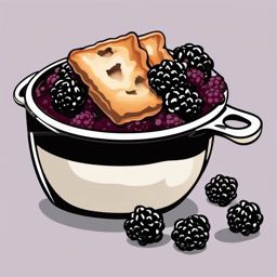 Blackberry Cobbler Clipart - A serving of warm blackberry cobbler.  color vector clipart, minimal style