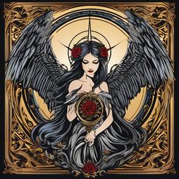 gothic angel tattoo  simple vector color tattoo