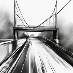 sketch of a bridge  minimal rough sketch scribbles,doodles,black and white