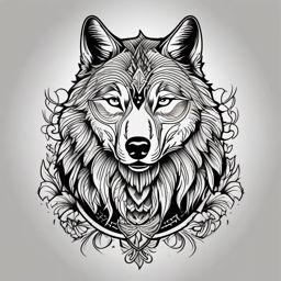 American Traditional Wolf Tattoo,classic American traditional wolf tattoo, paying homage to timeless values and loyalty. , tattoo design, white clean background