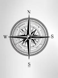 Compass Tattoo with Coordinates - Compass tattoo featuring specific coordinates.  simple vector tattoo,minimalist,white background