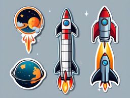 Rocket sticker, Spacefaring , sticker vector art, minimalist design