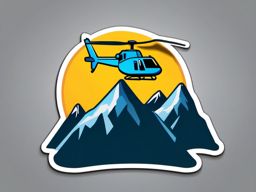 Mountain Peak and Helicopter Emoji Sticker - Aerial mountain adventure, , sticker vector art, minimalist design