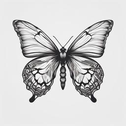 Half Butterfly Half Moth Tattoo - Tattoo featuring half butterfly and half moth.  simple vector tattoo,minimalist,white background