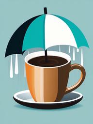 Umbrella clipart - umbrella over a coffee cup on a rainy morning  color,minimalist,vector clipart