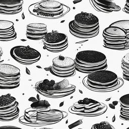 drawing of pancakes  minimal rough scribbles,doodles,black and white