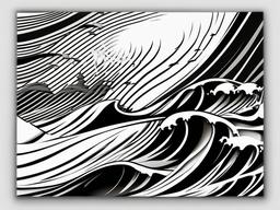 Black and White Wave Tattoo - A monochromatic representation of waves, emphasizing contrast and simplicity.  simple tattoo design