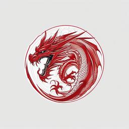 The Red Dragon Tattoo - Tattoo inspired by the character Red Dragon from various media.  simple color tattoo,minimalist,white background
