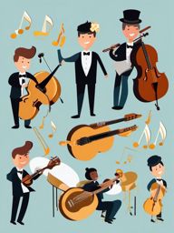 Wedding Music clipart - Musicians at the wedding, ,vector color clipart,minimal