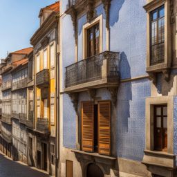 portuguese azulejos, with ornate tiles, adorn historic buildings in porto, portugal. 