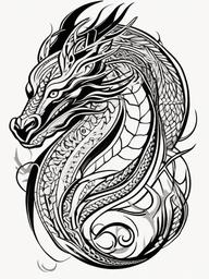 Nordic Dragon Tattoo - Dragon tattoos with a Nordic or Scandinavian-inspired aesthetic.  simple color tattoo,minimalist,white background