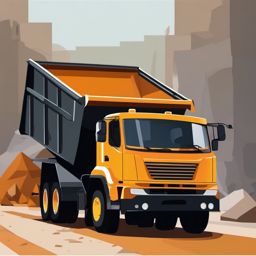 Dump Truck in Action clipart - A dump truck unloading materials., ,vector color clipart,minimal