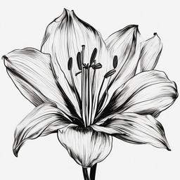 drawing of a lily flower  minimal rough scribbles,doodles,black and white