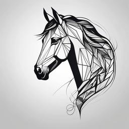 Geometric Horse Tattoo - Opt for a modern and artistic look with a geometric horse tattoo, featuring designs that showcase the elegance of horses through intricate geometric shapes.  simple tattoo,minimalist,white background