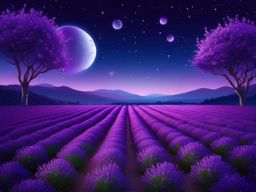 Twilight Space Lavender Fields with Asteroid Blossoms Purple Space Background intricate details, patterns, wallpaper photo