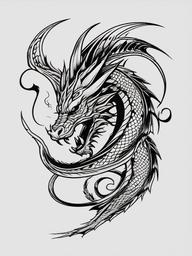 Wicked Dragon Tattoo - Tattoos featuring wicked or fierce-looking dragon designs.  simple color tattoo,minimalist,white background