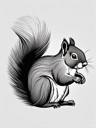 simple drawing of squirrel  minimal rough sketch scribbles,doodles,black and white