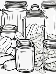 Food Coloring Pages - Pickle jar with whole pickles  simple coloring pages