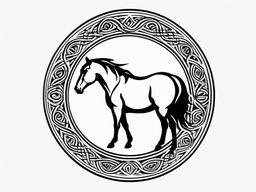 Epona Goddess Tattoo - Pay homage to Epona, the Celtic goddess associated with horses, with a tattoo that symbolizes protection, fertility, and the divine connection with horses.  simple tattoo,minimalist,white background