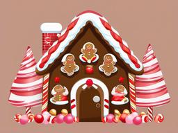 Gingerbread House clipart - gingerbread house with candy cane decorations  color,minimalist,vector clipart