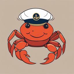 Crab clipart - crab wearing a sailor's hat  color,minimalist,vector clipart