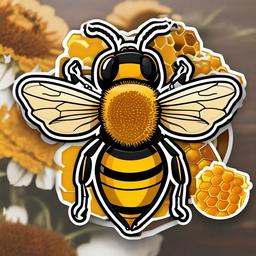 Honeybee cartoon - important pollinator and honey producer  cartoon sticker style