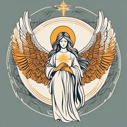 Catholic Guardian Angel Tattoos - Embrace religious symbolism with a Catholic-inspired guardian angel.  minimalist color tattoo, vector