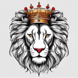 Lion with crown tattoo, Tattoos showcasing regal lions adorned with crowns. , color tattoo designs, white clean background