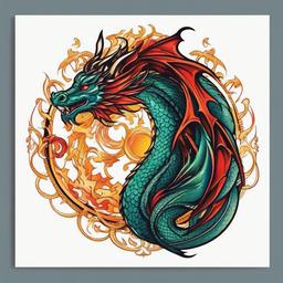 dragon gemini tattoo  simple vector color tattoo