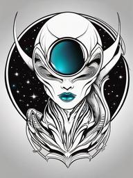 Alienstattoo Com - Discover captivating alien-themed tattoos on Alienstattoo's official website.  simple color tattoo,vector style,white background