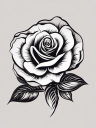 Black Rose Tattoo-Celebration of mystery and elegance with a black rose tattoo, symbolizing the enigmatic beauty of the bloom.  simple vector color tattoo