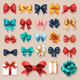 Gift Bow Clipart - Gift bow for decorating presents,  color vector clipart, minimal style