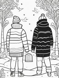 Sweater Weather Coloring Pages - Cozy Sweaters for Chilly Days  minimal black outline printable sheet, coloring page