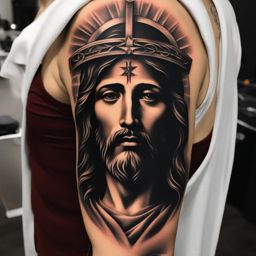 jesus tattoo, showcasing religious devotion and spirituality. 