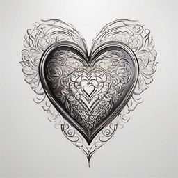 Heart tattoo, Enduring symbol of love and passion etched onto the skin, testament to love's indelible mark. , tattoo color art, clean white background