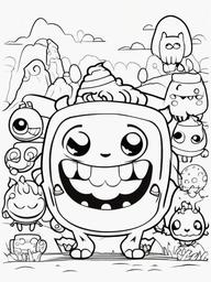 Kawaii Monster Coloring Pages - Silly Monsters with Big Grins  minimal black outline printable sheet, coloring page