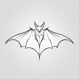 Bat Outline Tattoo-Simple and minimalist representation of a bat in an outline-style tattoo.  simple color tattoo,white background