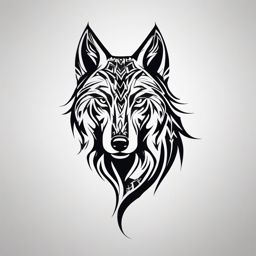 Simple Tribal Wolf Tattoo,minimalistic tribal wolf tattoo, capturing the primal essence in an uncomplicated design. , tattoo design, white clean background