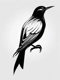 Bird Black Tattoo - Black ink bird tattoo  minimal tattoo design, white background