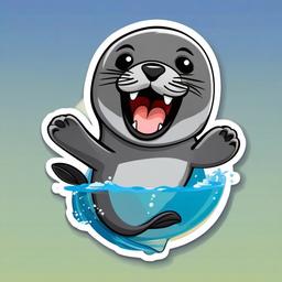 Seal cartoon - playful, flippered swimmer  cartoon sticker style