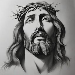 pencil sketch of jesus christ  minimal rough sketch scribbles,doodles,black and white